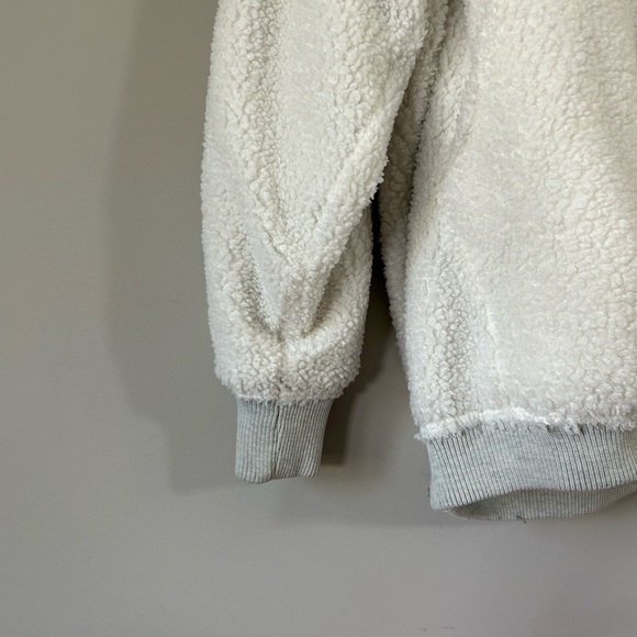 Free People Boyfriend Cardigan Oversized Reversible Jacket Fleece White Grey XS - Picture 8 of 12